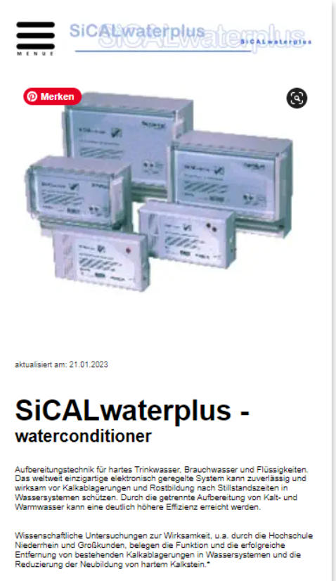 SiCALwaterplus-Wasserbehandlung